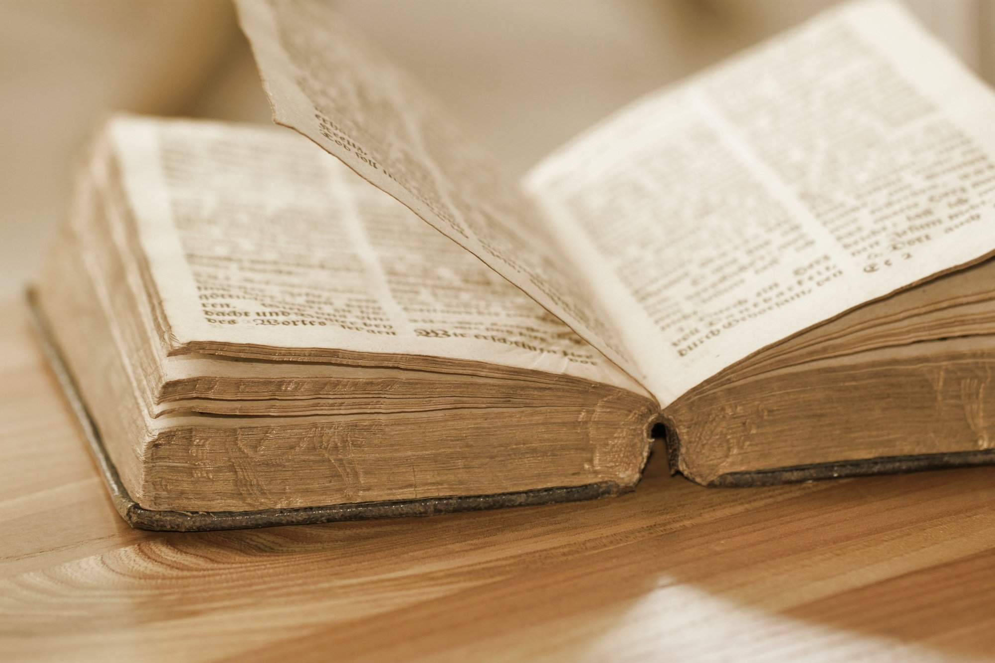 Old Book on Wooden Table